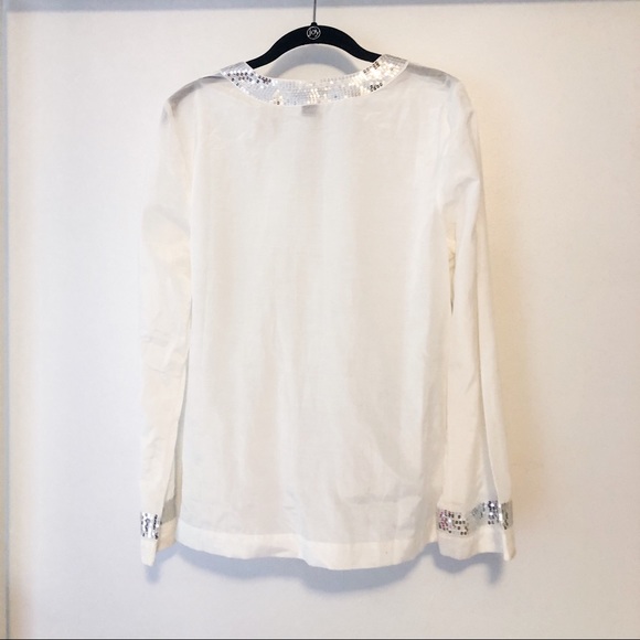 Alfani NWOT Silver Sequin Embellished Silk Tunic - Picture 6 of 6